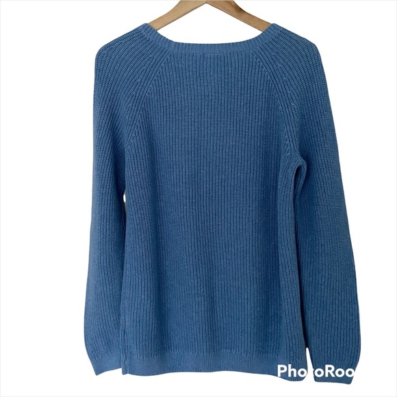 ELLE BRAND LIGHT BLUE POLKA DOT SWEATER WITH WHITE SPOTS, SMALL, 100% COTTON - Picture 2 of 5